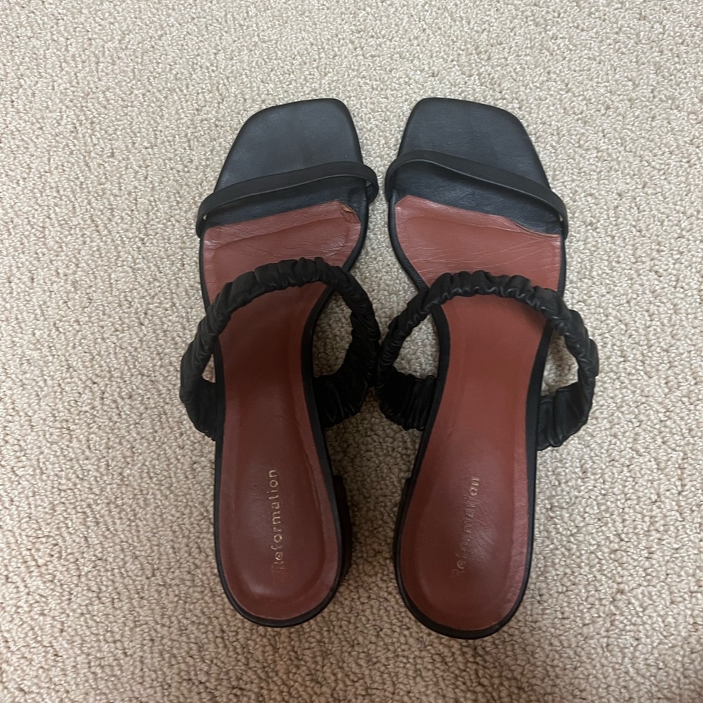 Reformation Black Strappy Sandals